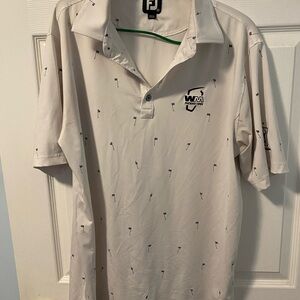 Rare Mens Footjoy Waste Management Flag White Golf Polo Shirt Medium